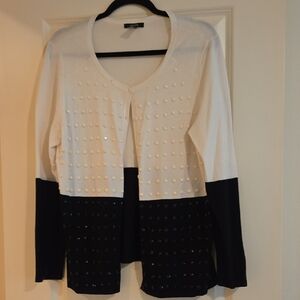 Alfani Black & Cream Beaded Sweater